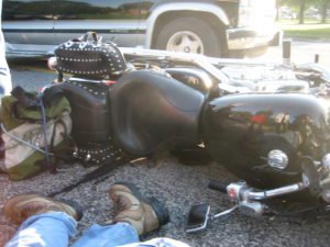 laying down motorcycle