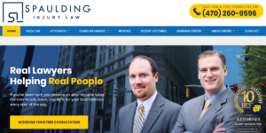 Front page of new personal injury site for Spaulding Injury Law
